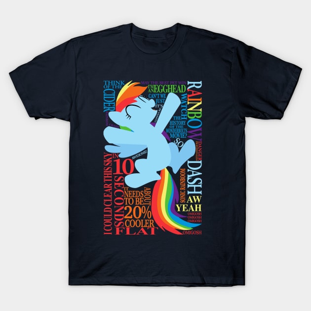 Many Words of Rainbow Dash T-Shirt by ColeDonnerstag